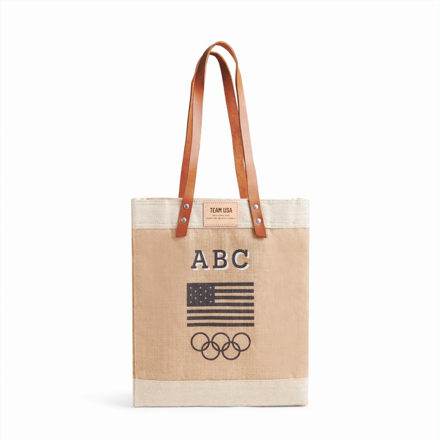 Medium | WeProduce Market Tote In Natural For Team Usa "Black And White"