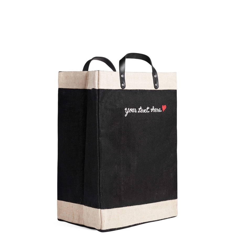 Large | James Cardenas Market Bag In Black With Embroidery