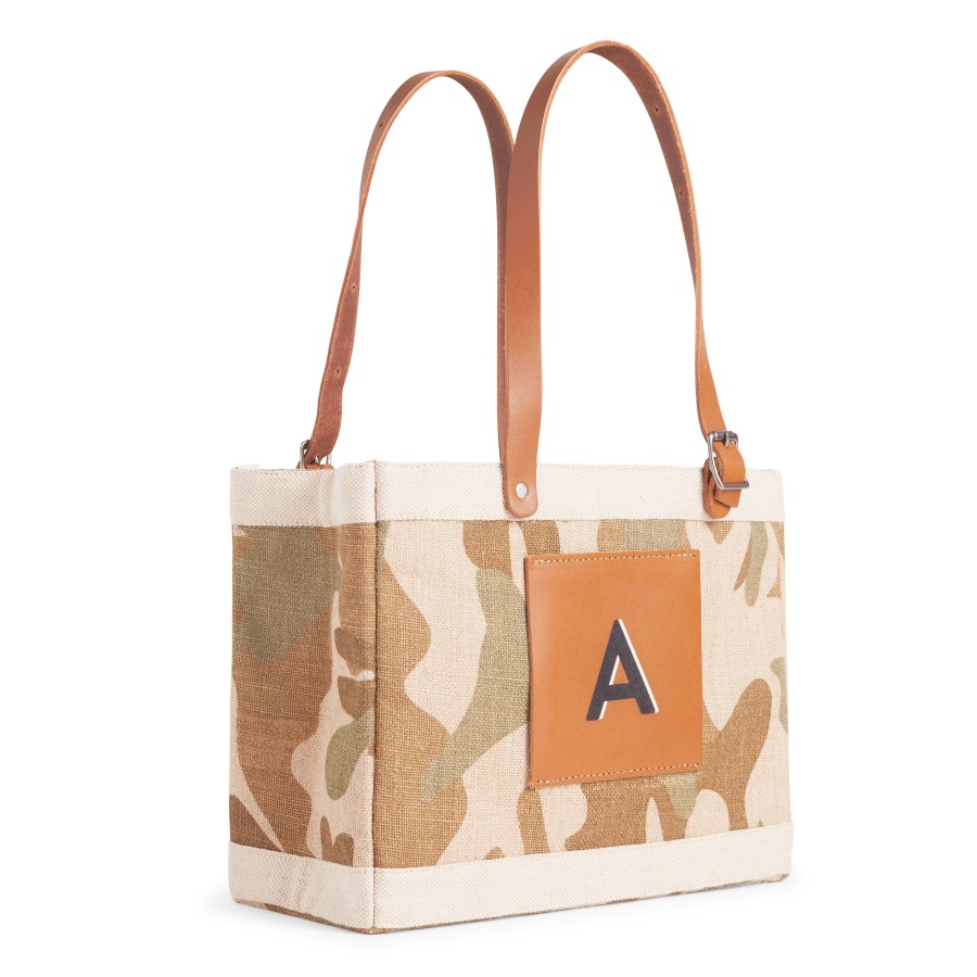 Small | WeProduce Petite Market Bag In Safari With Adjustable Handle "Alphabet Collection"