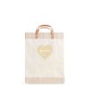 Large | James Cardenas Market Bag In White With Embroidered Natural Heart