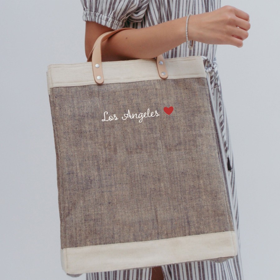 Large | James Cardenas Market Bag In Chambray With Embroidery