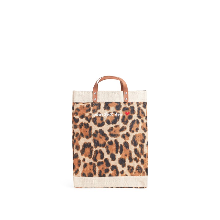 Large | James Cardenas Market Bag In Cheetah With Embroidery