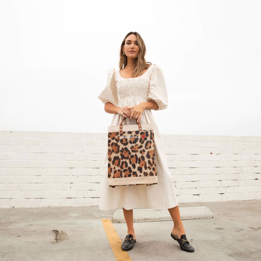 Large | James Cardenas Market Bag In Cheetah With Embroidery