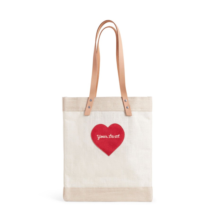 Medium | James Cardenas Market Tote In White With Embroidered Heart