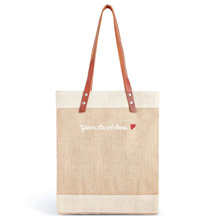 Medium | James Cardenas Market Tote In Natural With Embroidery