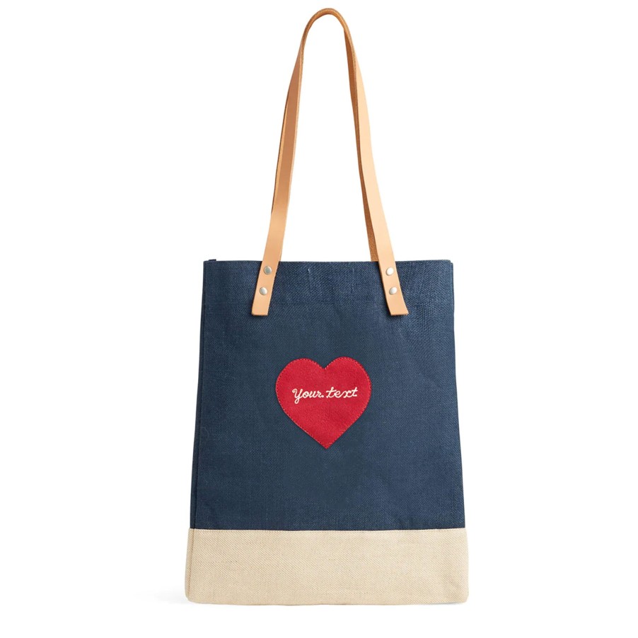 Medium | James Cardenas Wine Tote In Navy With Embroidered Heart