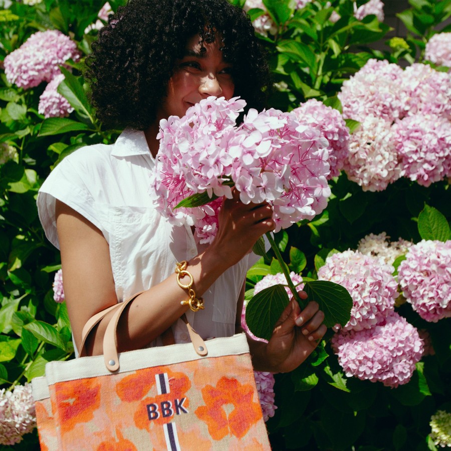 Small | WeProduce Petite Market Bag In Bloom By Liesel Plambeck With Monogram