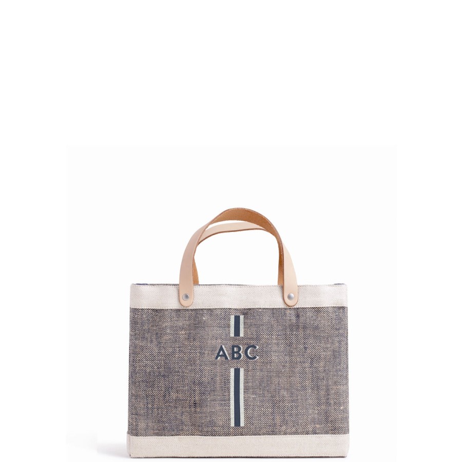 Small | WeProduce Petite Market Bag In Chambray With Monogram