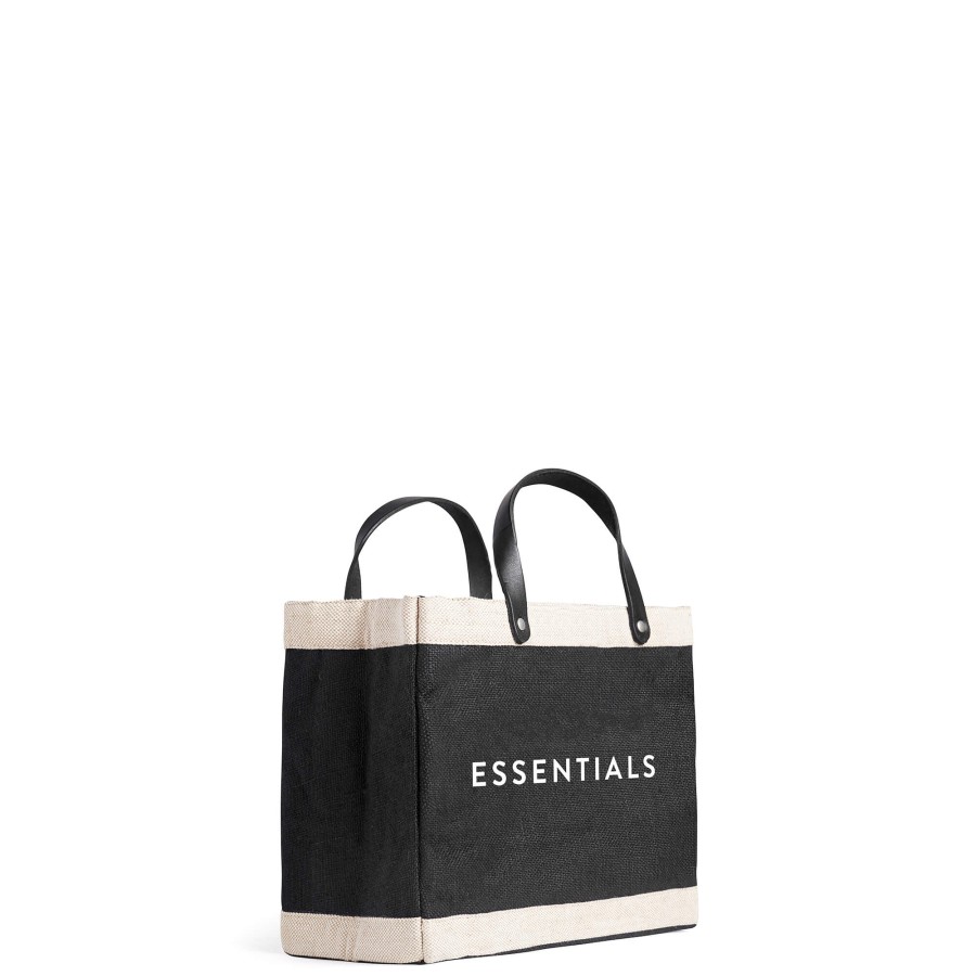 Small | WeProduce Petite Market Bag In Black With "Essentials"