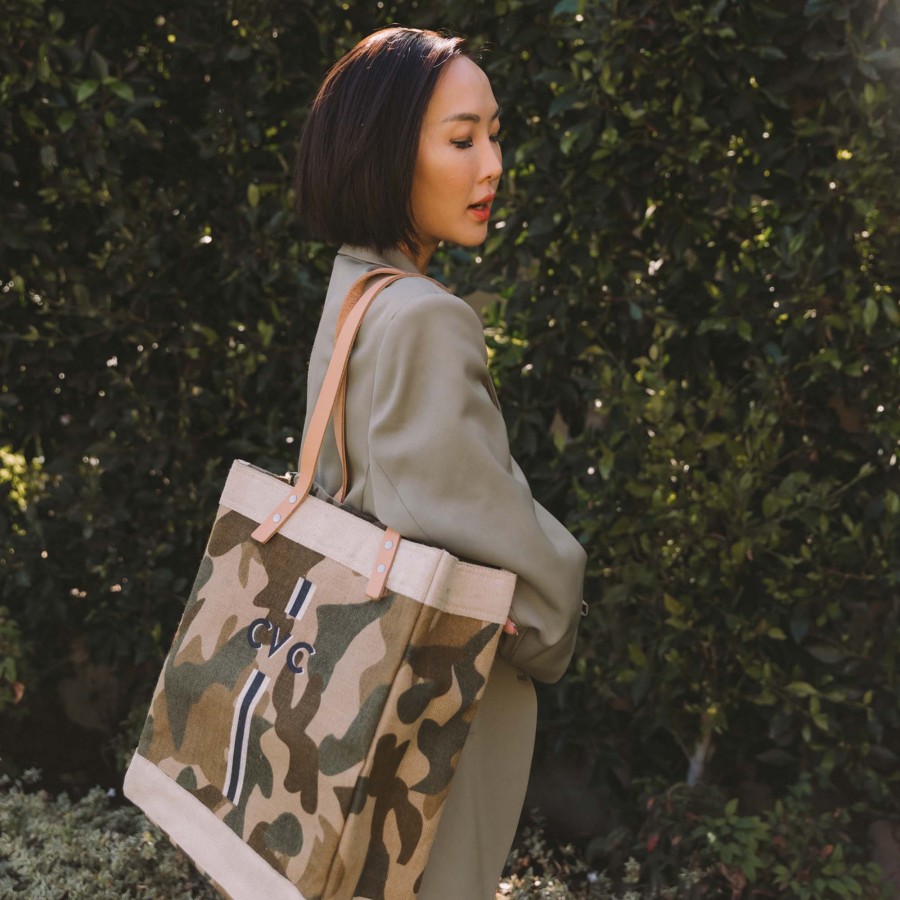 Medium | WeProduce Market Tote In Safari With Black Monogram