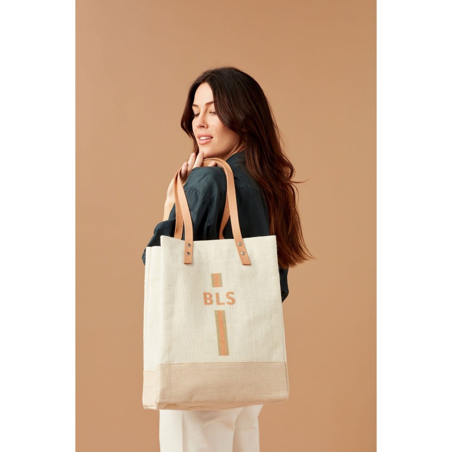 Medium | WeProduce Wine Tote In White With Monogram