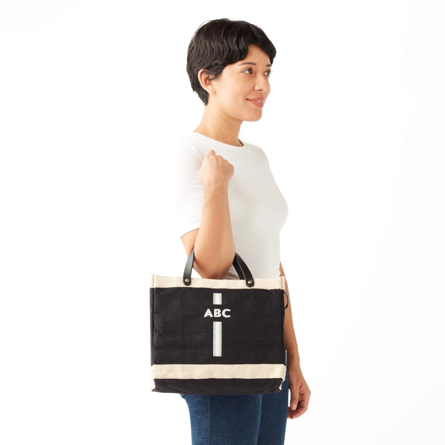 Small | WeProduce Petite Market Bag In Black With Monogram