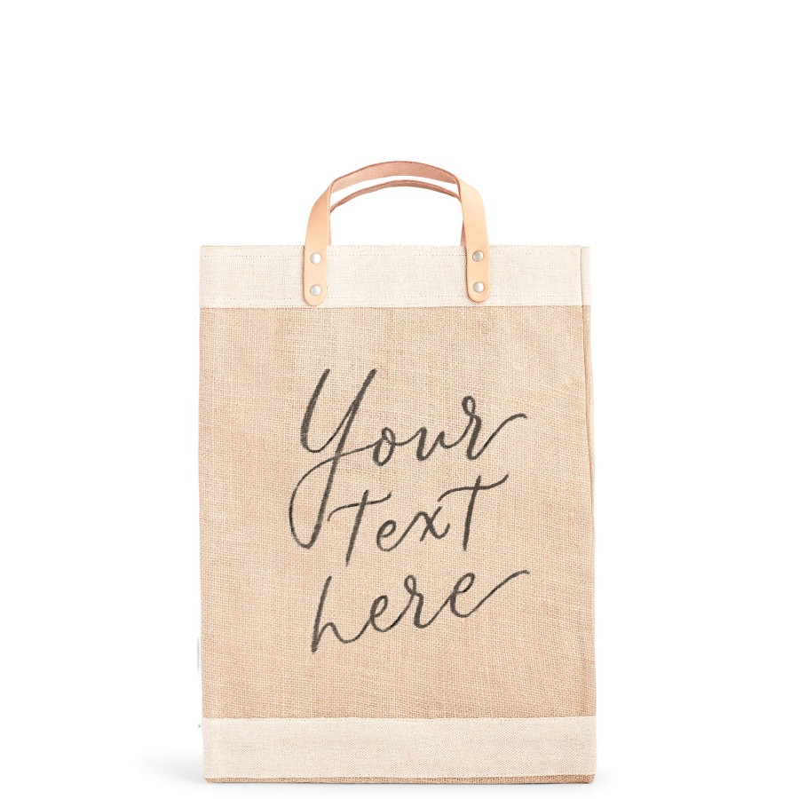 Large | Kylie Yoshida Market Bag In Natural With Calligraphy