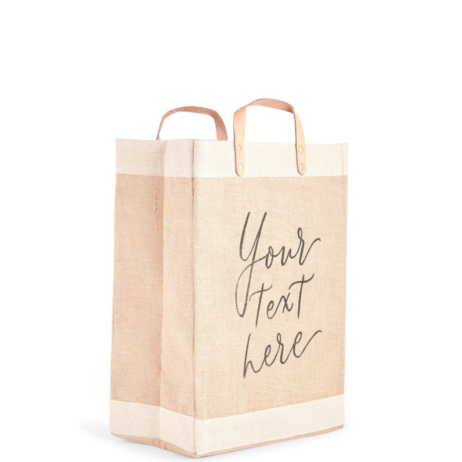 Large | Kylie Yoshida Market Bag In Natural With Calligraphy