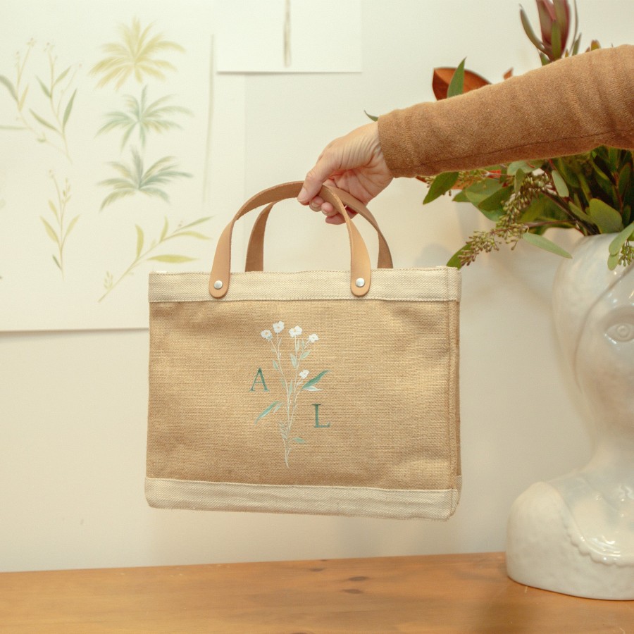 Small | WeProduce Petite Market Bag In Natural Wildflower By Amy Logsdon