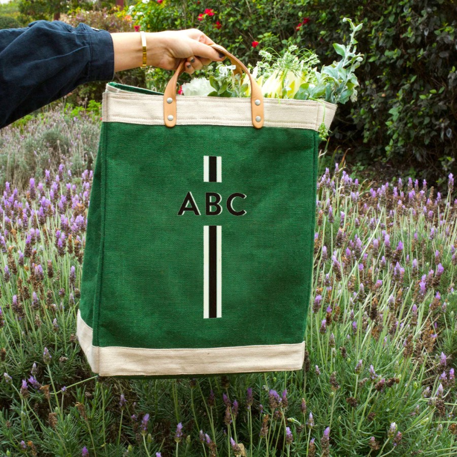 Large | WeProduce Market Bag In Field Green With Black Monogram