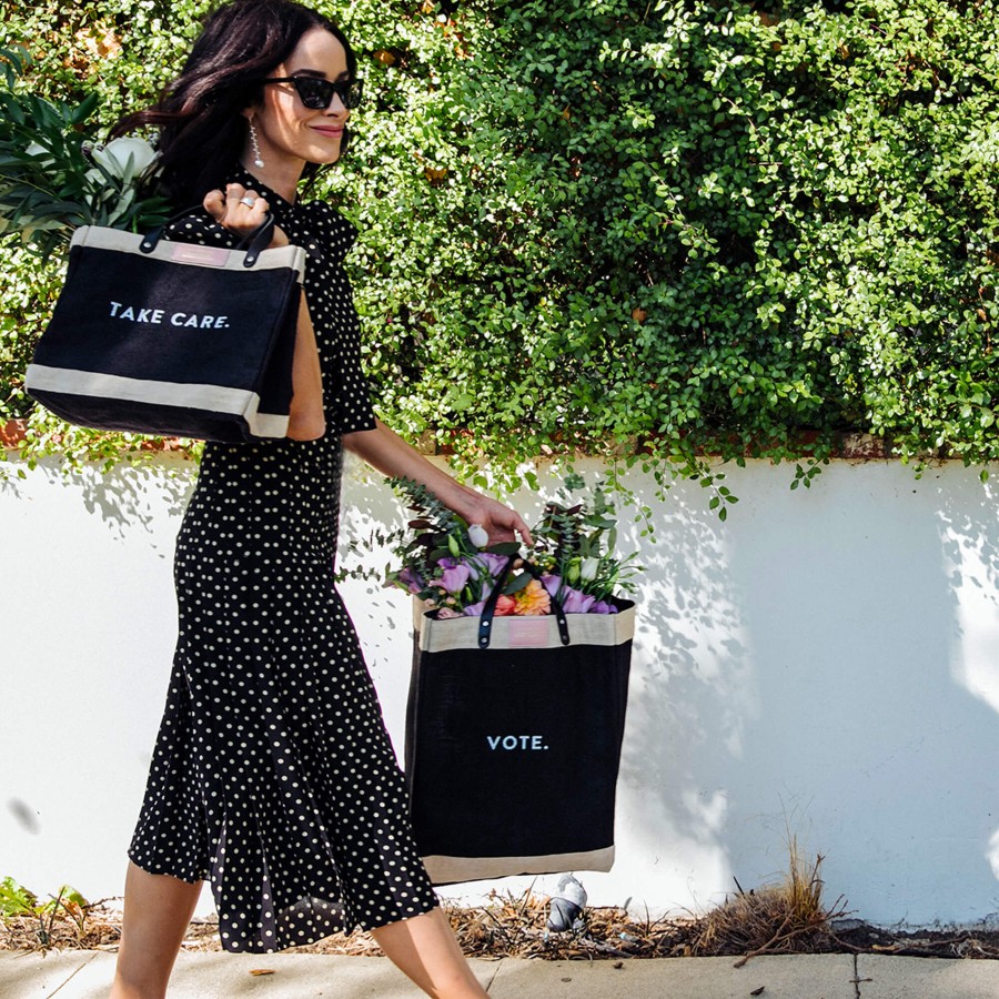 Large | WeProduce Market Bag In Black With Two Lines