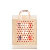 Large | WeProduce Market Bag In Natural For Clare V. "Tout Va Bien" With Heart Embroidery