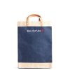 Large | James Cardenas Market Bag In Navy With Embroidery