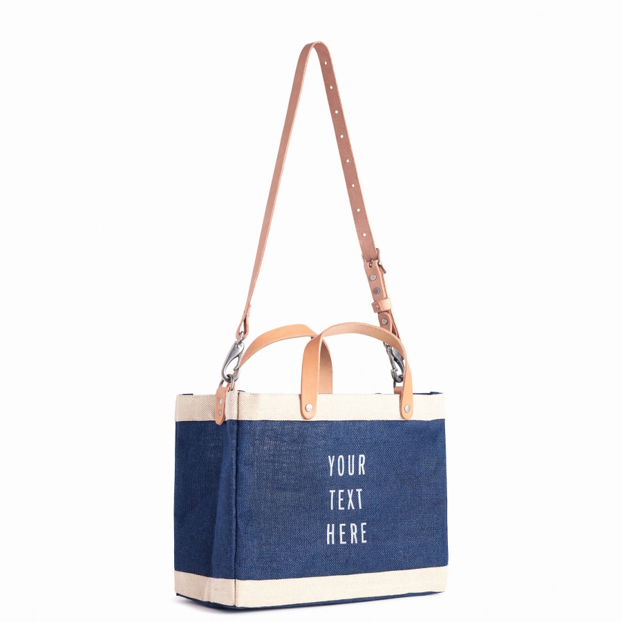 Small | WeProduce Petite Market Bag In Navy With Strap