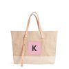 Medium | WeProduce Shoulder Market Bag In Natural "Alphabet Collection" With Rose Leather