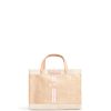 Small | WeProduce Petite Market Bag In Natural With Pink Striped Monogram