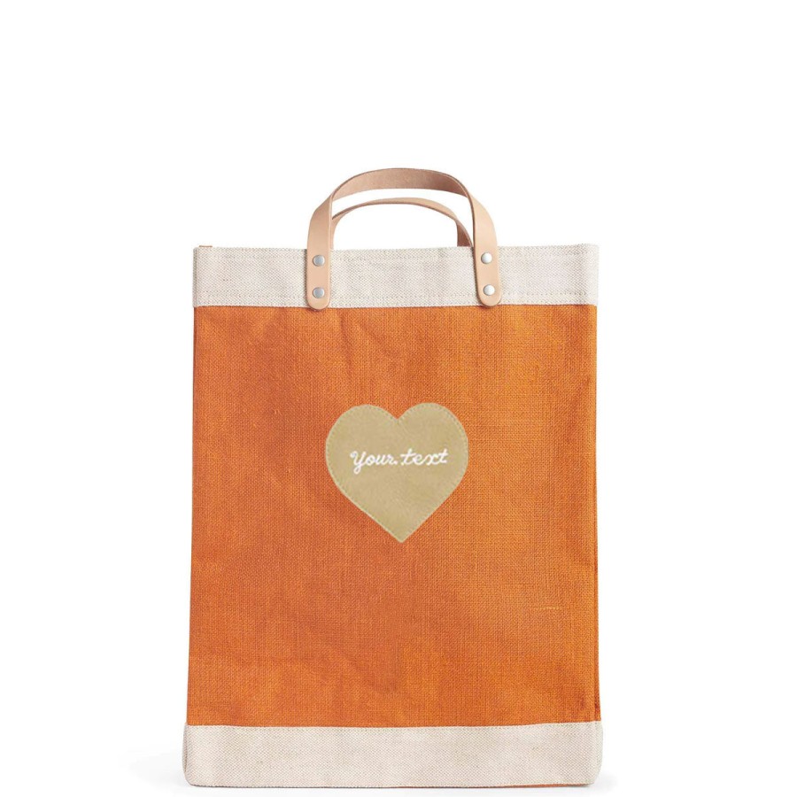 Large | James Cardenas Market Bag In Citrus With Embroidered Heart