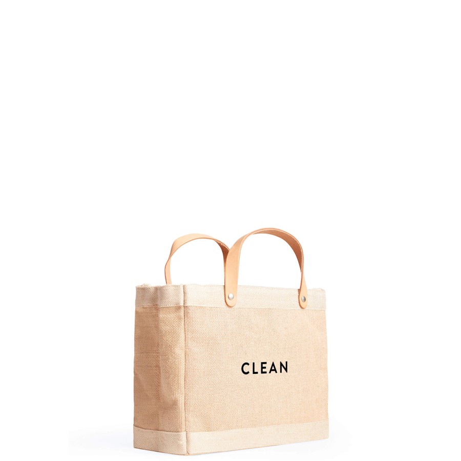 Small | WeProduce Petite Market Bag In Natural With "Clean"