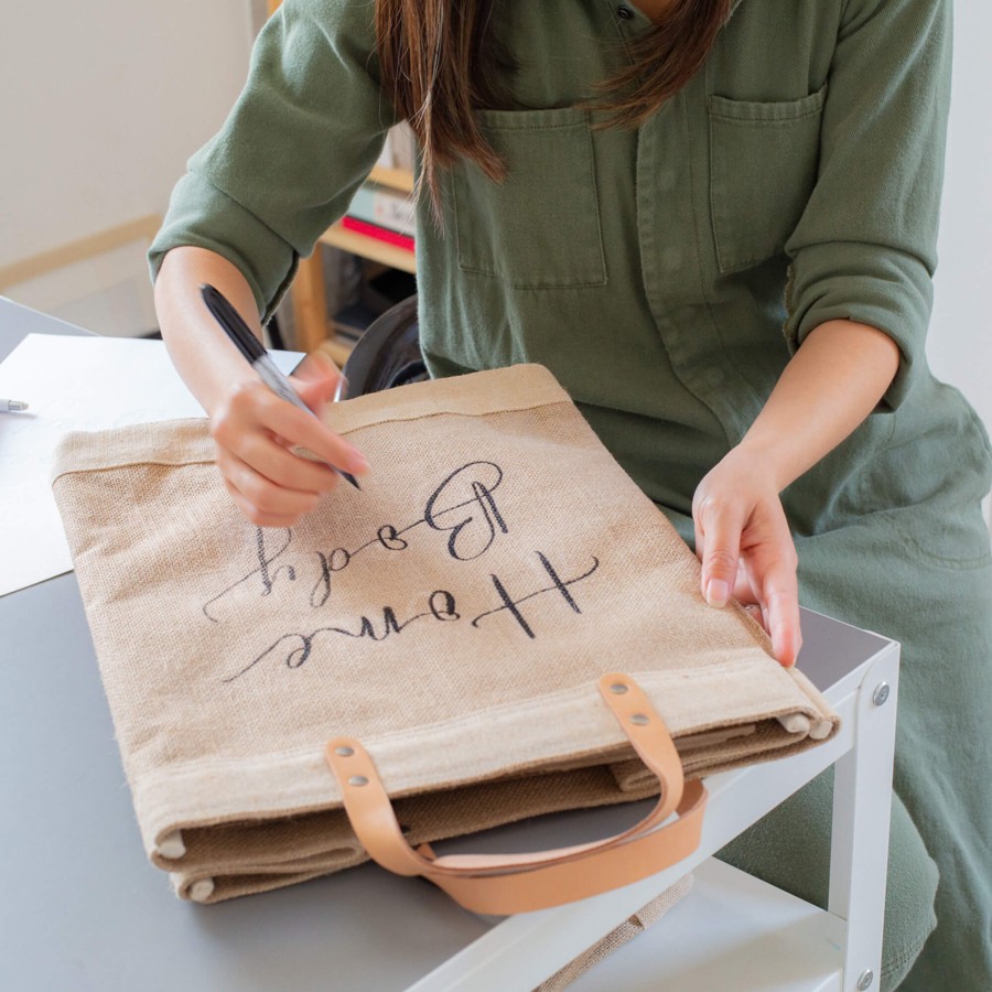 Medium | Kylie Yoshida Market Tote In Natural With Calligraphy