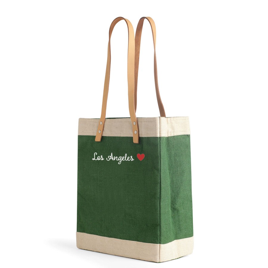 Medium | James Cardenas Market Tote In Field Green With Embroidery