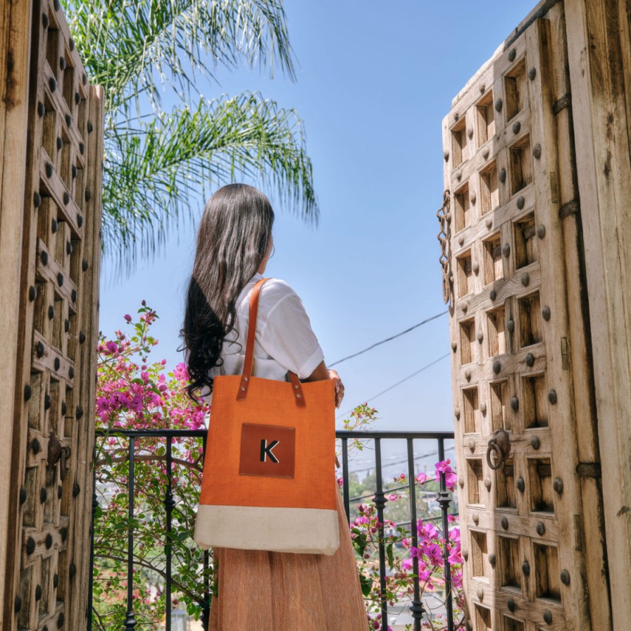 Medium | WeProduce Wine Tote In Citrus "Alphabet Collection"