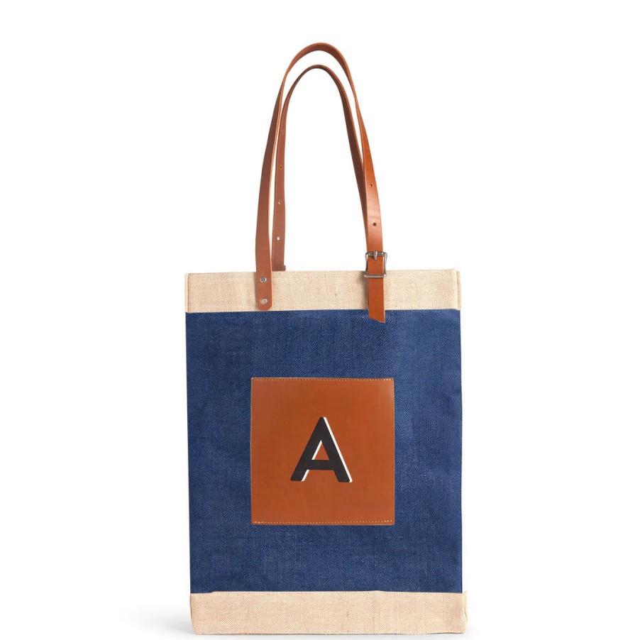 Large | WeProduce Market Bag In Navy With Adjustable Handle "Alphabet Collection"