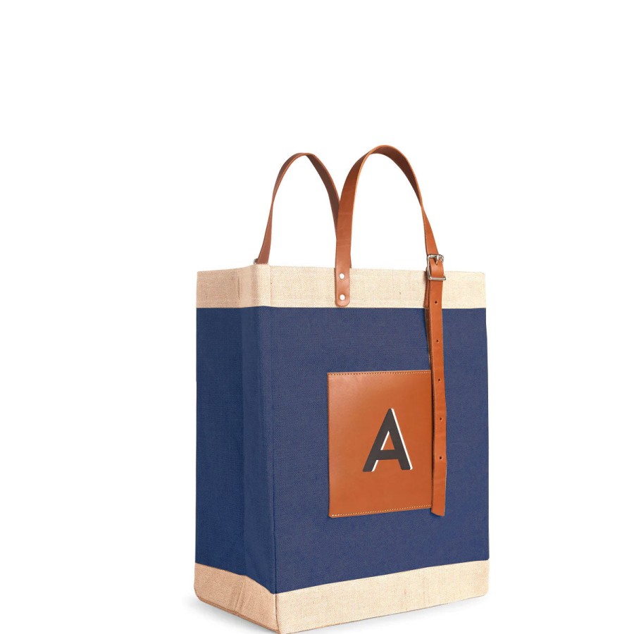 Large | WeProduce Market Bag In Navy With Adjustable Handle "Alphabet Collection"