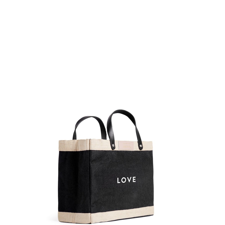 Small | WeProduce Petite Market Bag In Black With "Love"