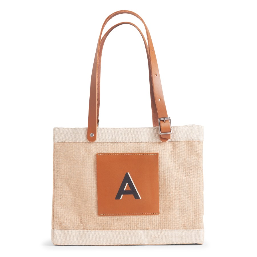 Small | WeProduce Petite Market Bag In Natural With Adjustable Handle "Alphabet Collection"