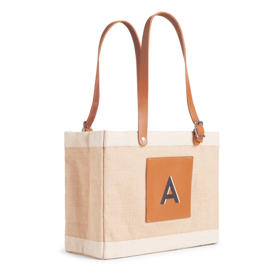 Small | WeProduce Petite Market Bag In Natural With Adjustable Handle "Alphabet Collection"