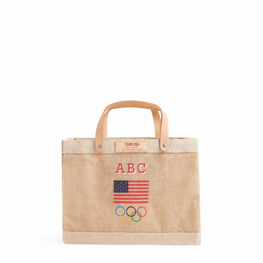 Small | WeProduce Petite Market Bag In Natural For Team Usa "Red, White, And Blue"