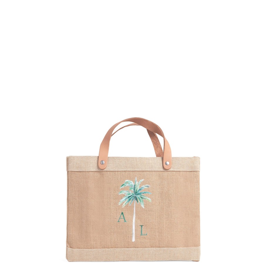 Small | WeProduce Petite Market Bag In Natural Palm Tree By Amy Logsdon