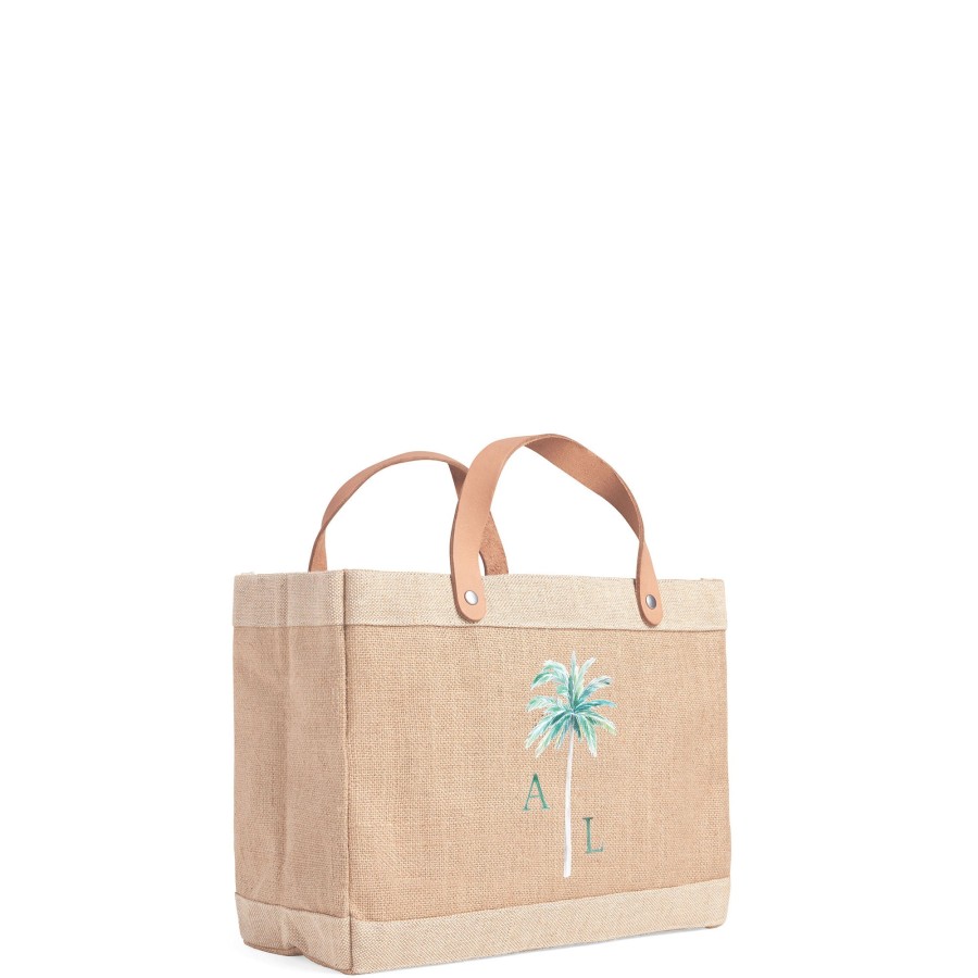 Small | WeProduce Petite Market Bag In Natural Palm Tree By Amy Logsdon