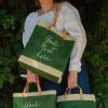 Medium | Kylie Yoshida Market Tote In Field Green With Calligraphy