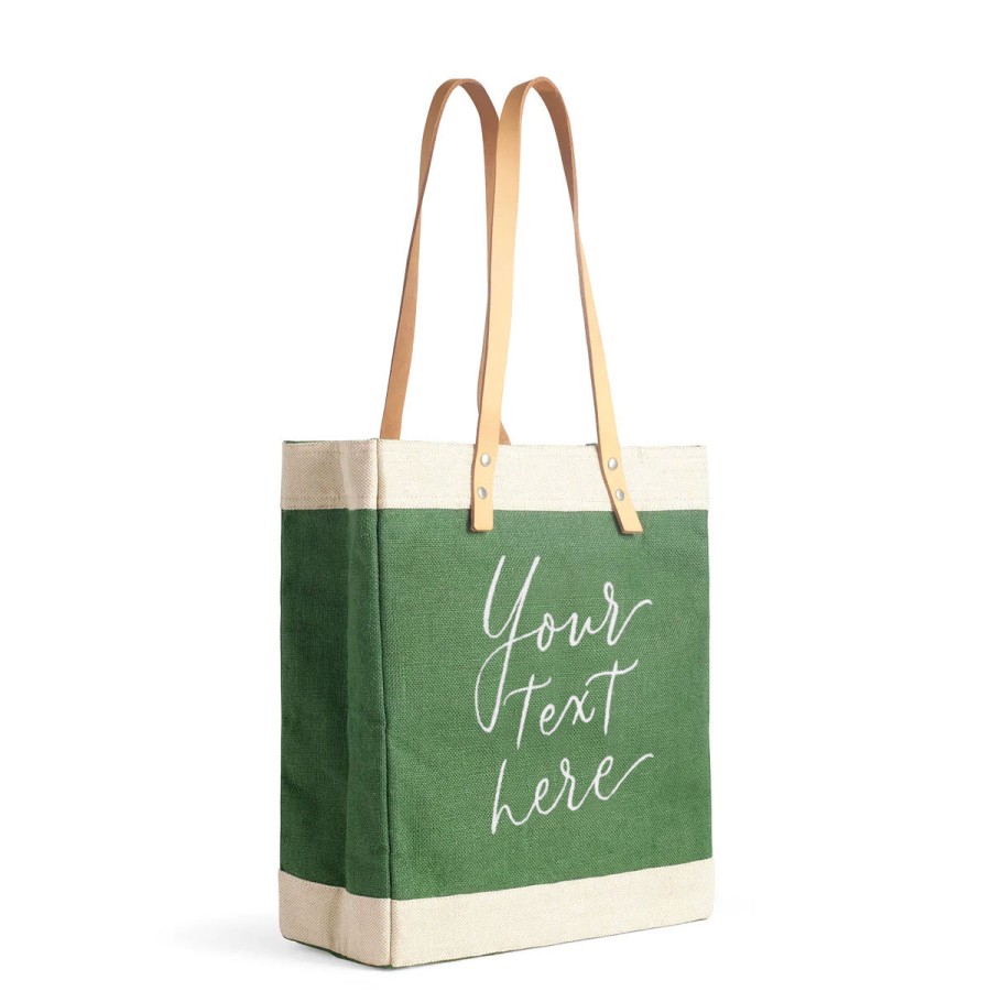 Medium | Kylie Yoshida Market Tote In Field Green With Calligraphy