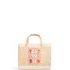 Small | WeProduce Petite Market Bag In Natural For Clare V. "Tout Va Bien" With Heart Embroidery