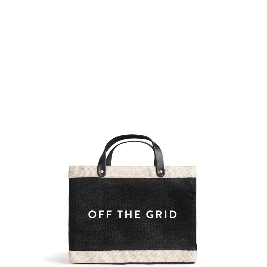 Small | WeProduce Petite Market Bag In Black With "Off The Grid"