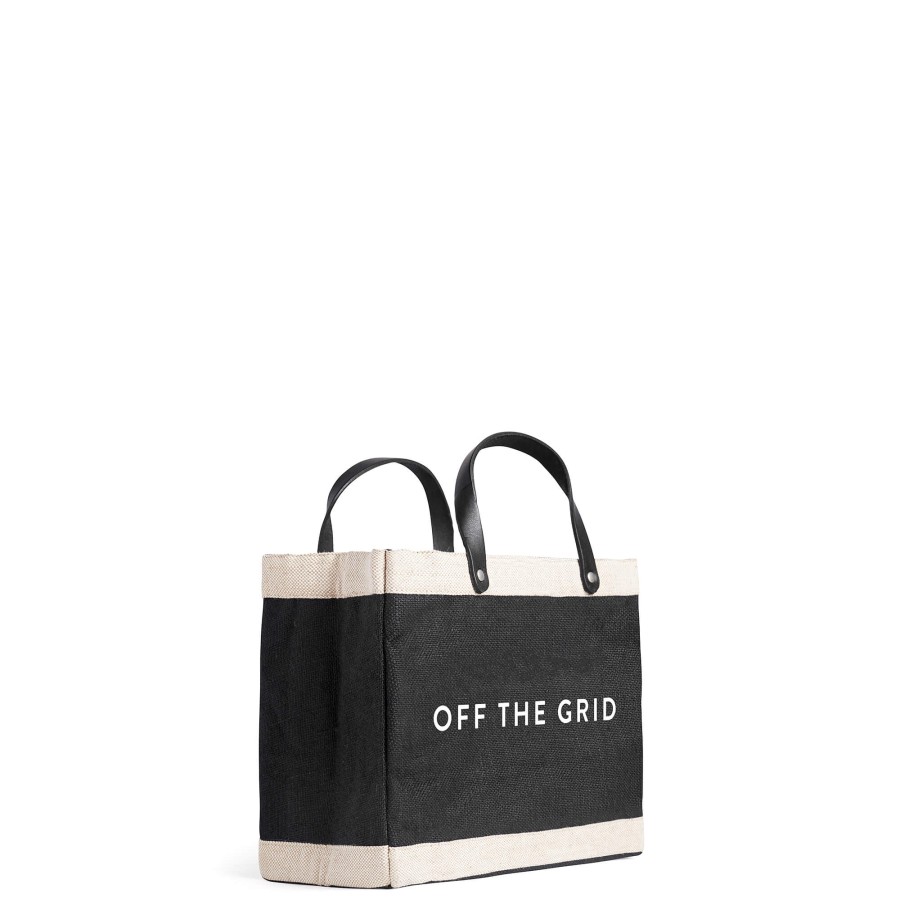 Small | WeProduce Petite Market Bag In Black With "Off The Grid"