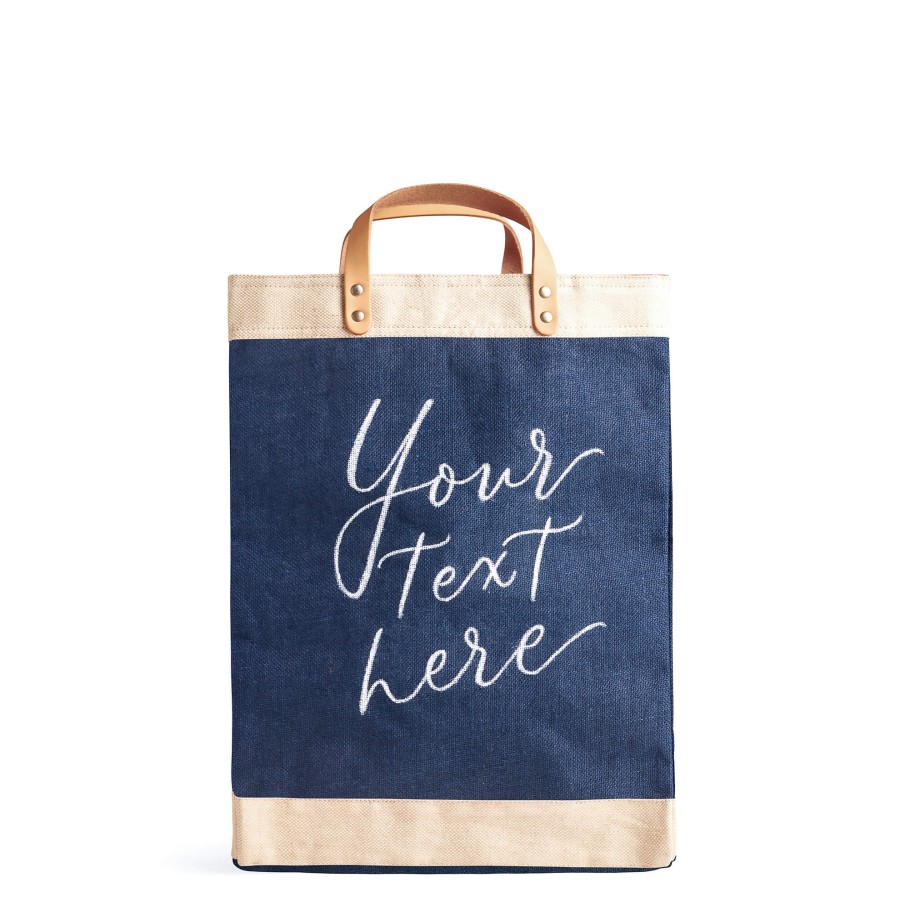 Large | Kylie Yoshida Market Bag In Navy With Calligraphy