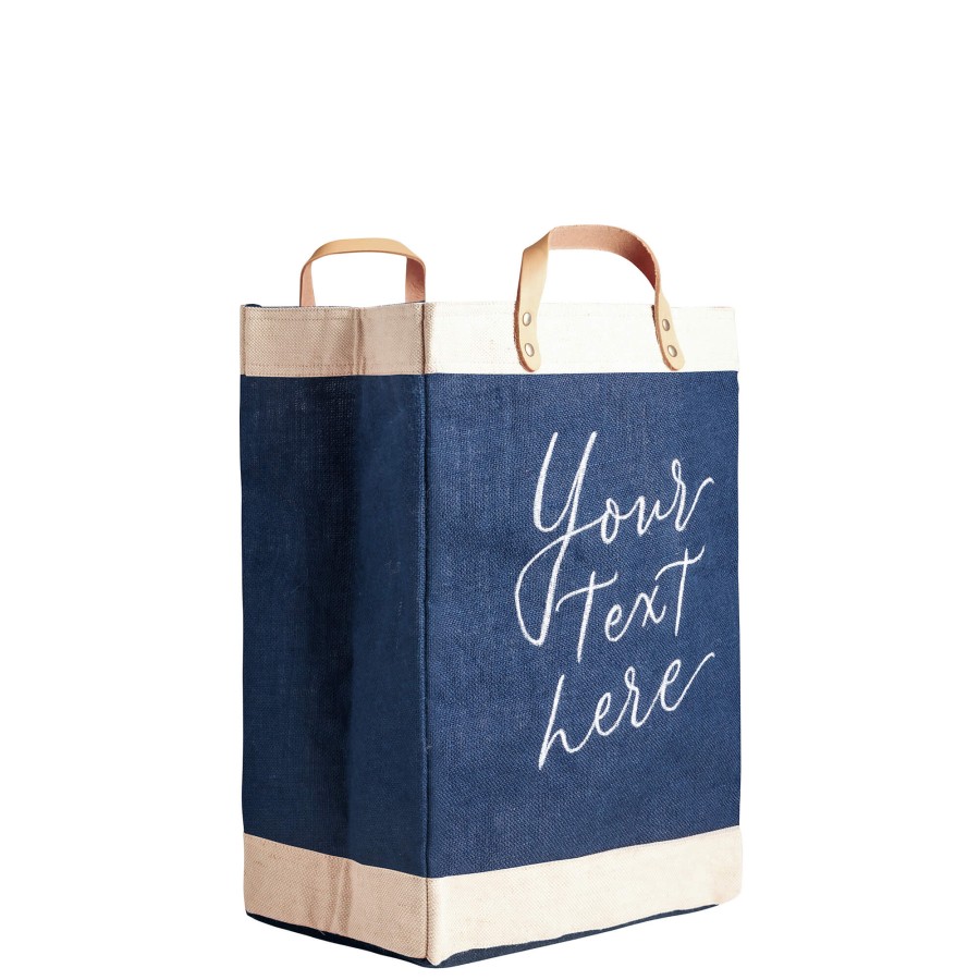 Large | Kylie Yoshida Market Bag In Navy With Calligraphy