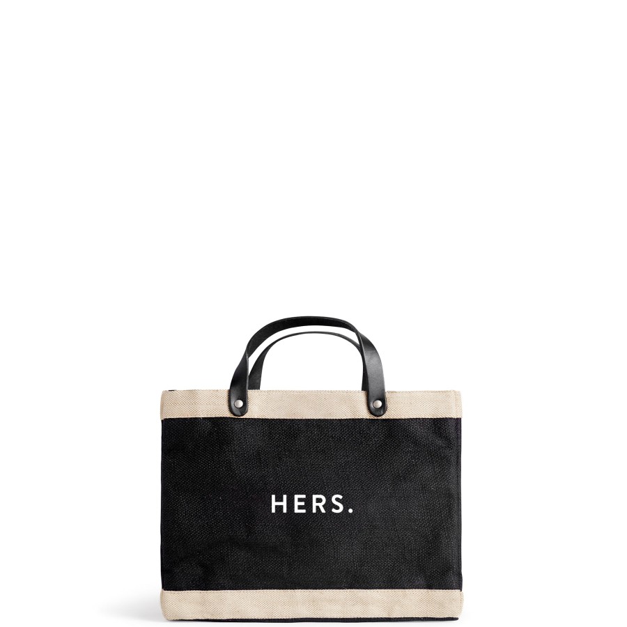 Small | WeProduce Petite Market Bag In Black With "Hers."