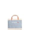 Small | James Cardenas Petite Market Bag In Cool Gray With Embroidery