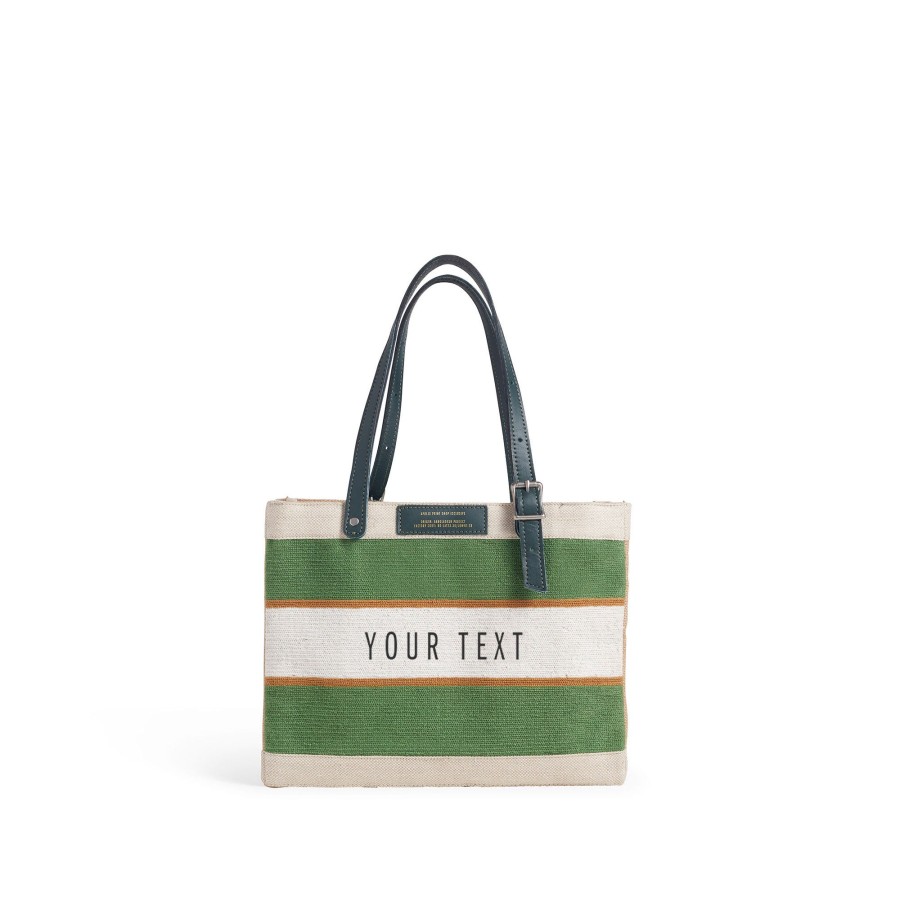 Small | WeProduce Petite Market Bag In Court Green Chenille With Adjustable Handle