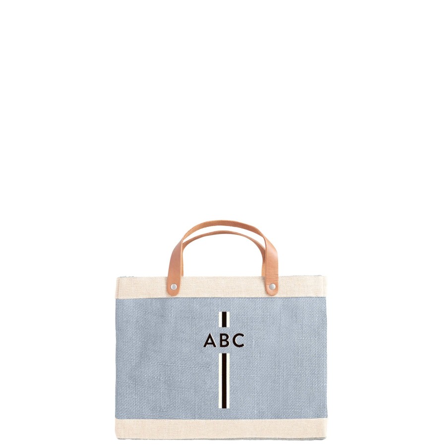 Small | WeProduce Petite Market Bag In Cool Gray With Black Monogram